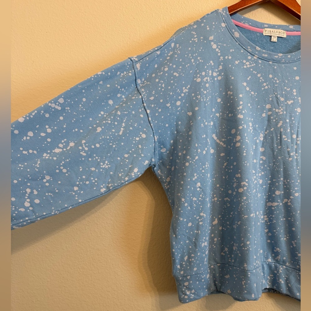 P.J. Salvage Flick of a Brush Long Sleeve Top It’s All Good Sweatshirt Blue L - Picture 8 of 15
